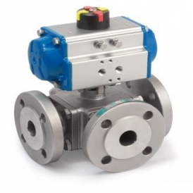 Bulkhead fittings Pneumatically actuated 3-way ball valve